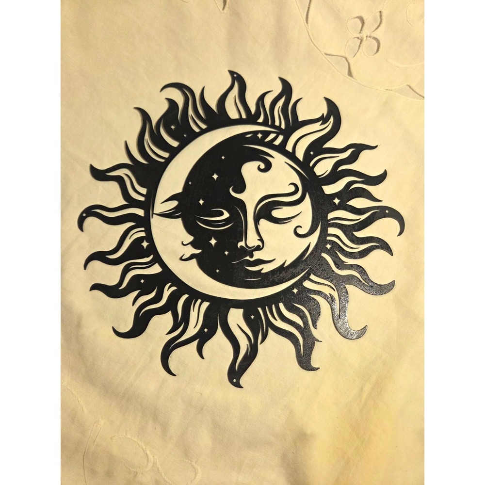 Black Metal Sun & Moon Astrology Wall Tapestry Hanging Decor Celestial